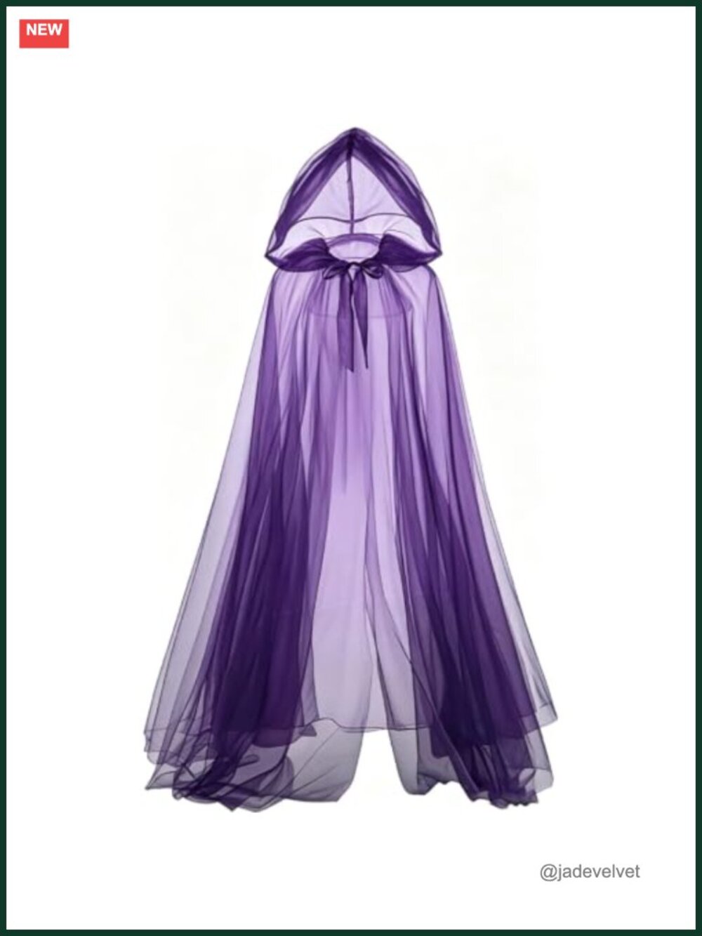 Sheer Tulle Hooded Cape Witch Cloak Halloween Costume Cosplay